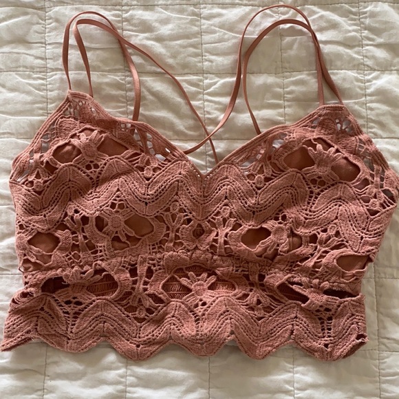 Free People Tops - Bohdii Boutique Crochet Bra tank top Mauve size small